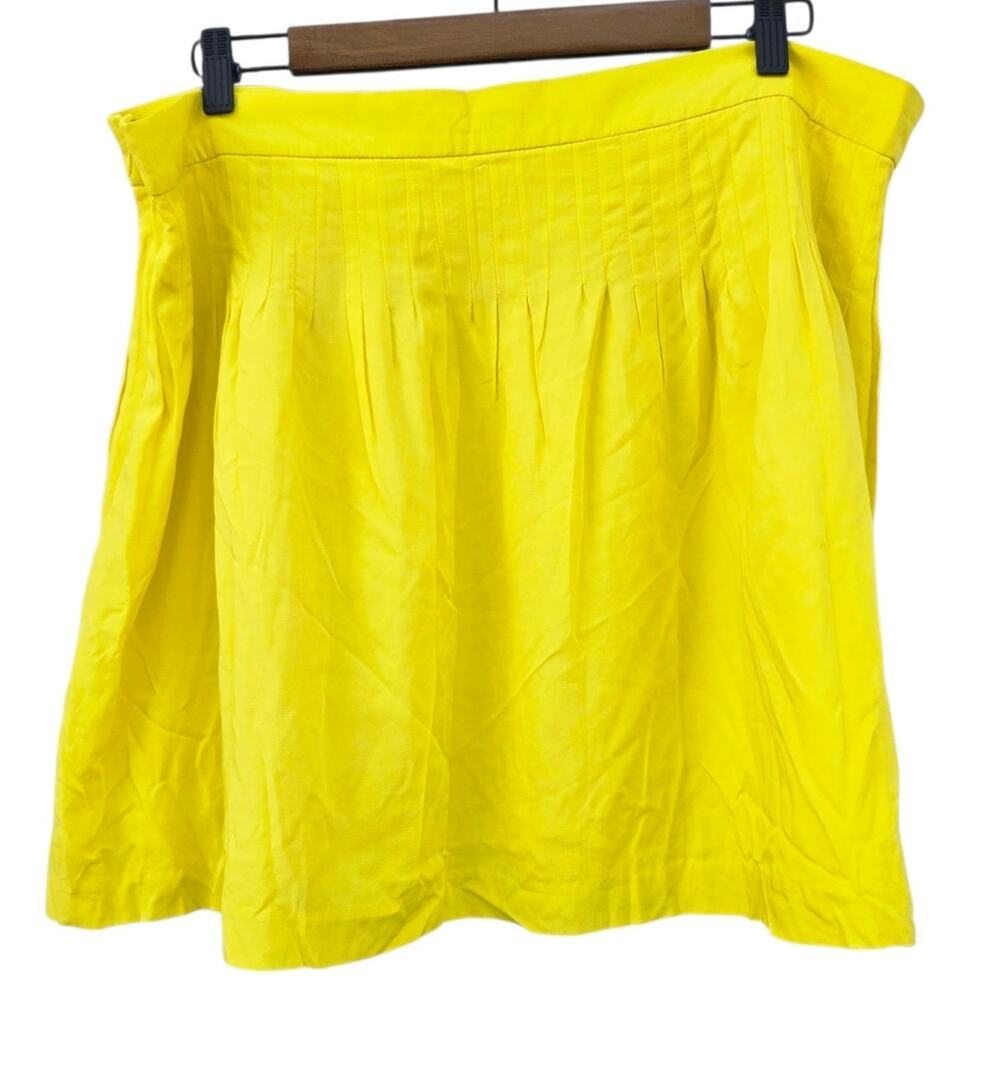 Gap Pintuck Rayon Mini Skirt Bright Neon Yellow Size 16 NWT